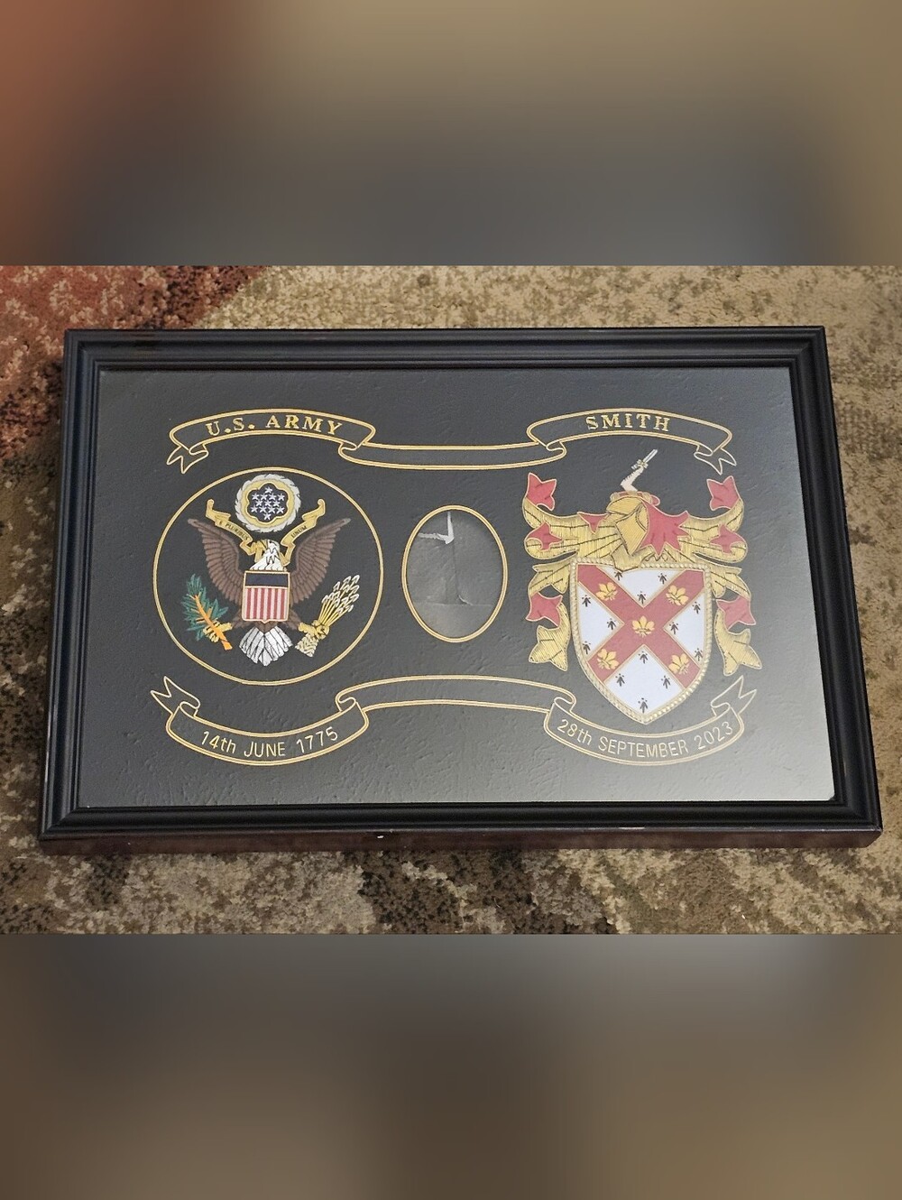 Legacy Display Military US Army Crest Surname Smith Coat Of Arm Shadow Box Frame
